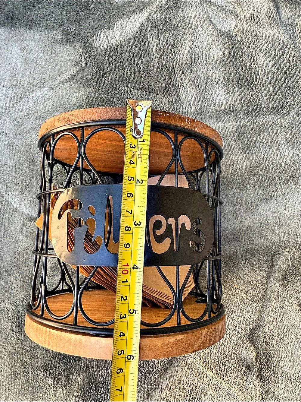 Wood & Wire Storage Basket with Lid, Brown & Black
